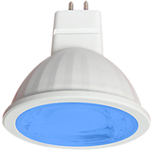 Ecola MR16   LED color  9,0W  220V GU5.3 Blue Синий (насыщенный цвет) прозрачная 47х50