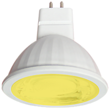 Ecola MR16   LED color  9,0W  220V GU5.3 Yellow Желтый (насыщенный цвет) прозрачная 47х50